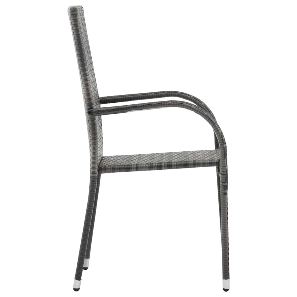 2 Pcs Grey Poly Rattan Stackable Patio Chairs K645