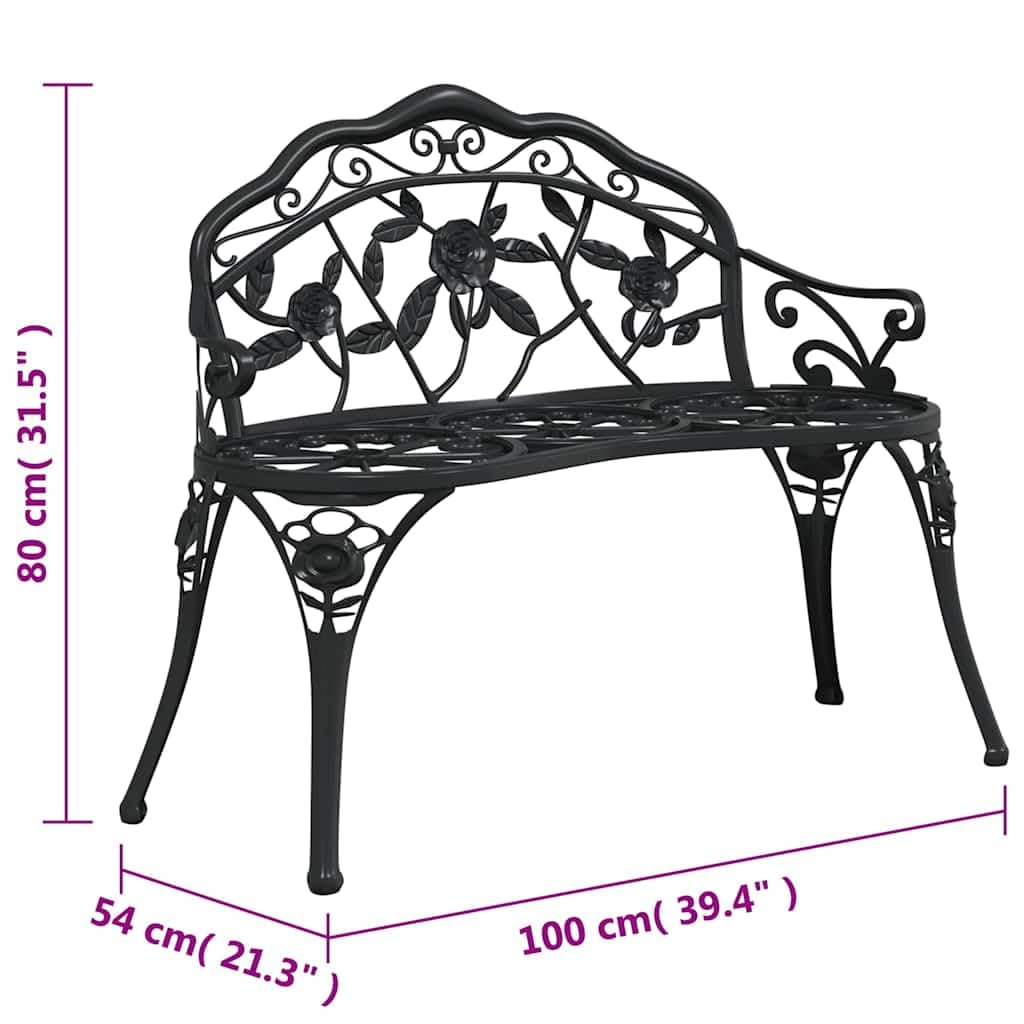 Cast Aluminum Black Patio Bench A174753