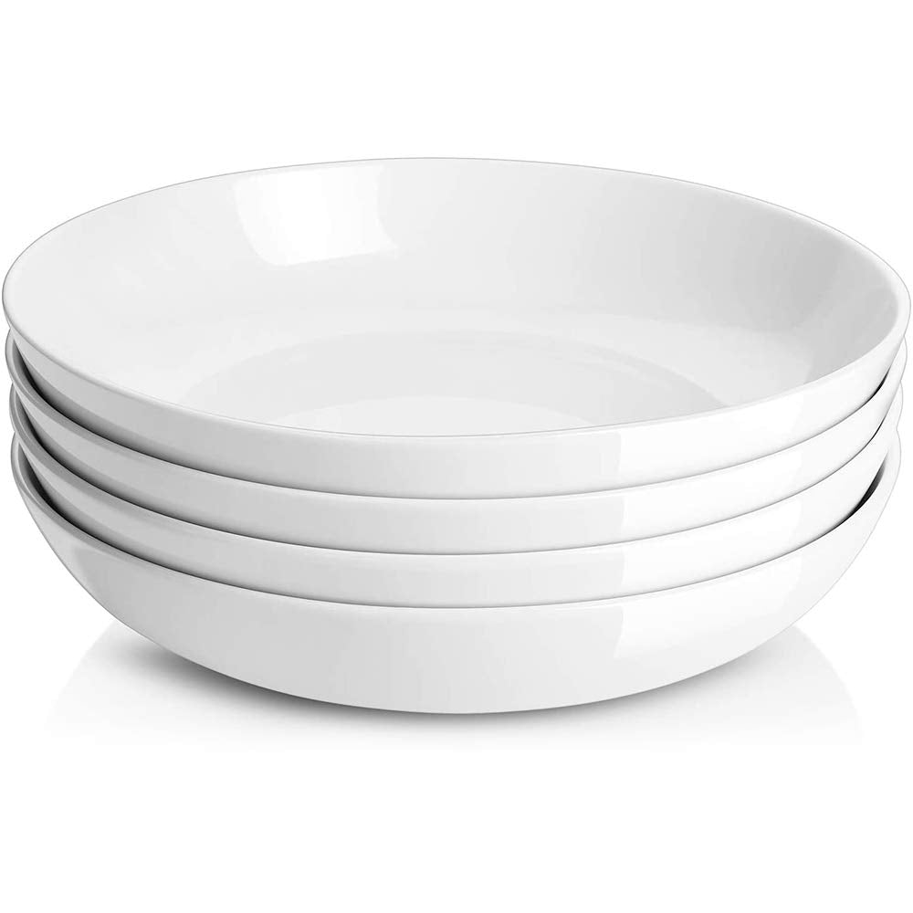 9.75" White Ceramic Pasta Bowls Set of 4 G11576