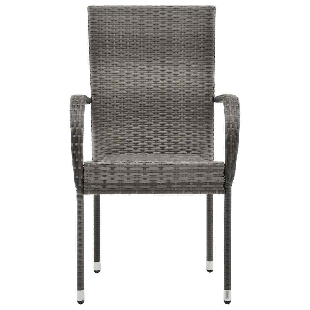2 Pcs Grey Poly Rattan Stackable Patio Chairs K645