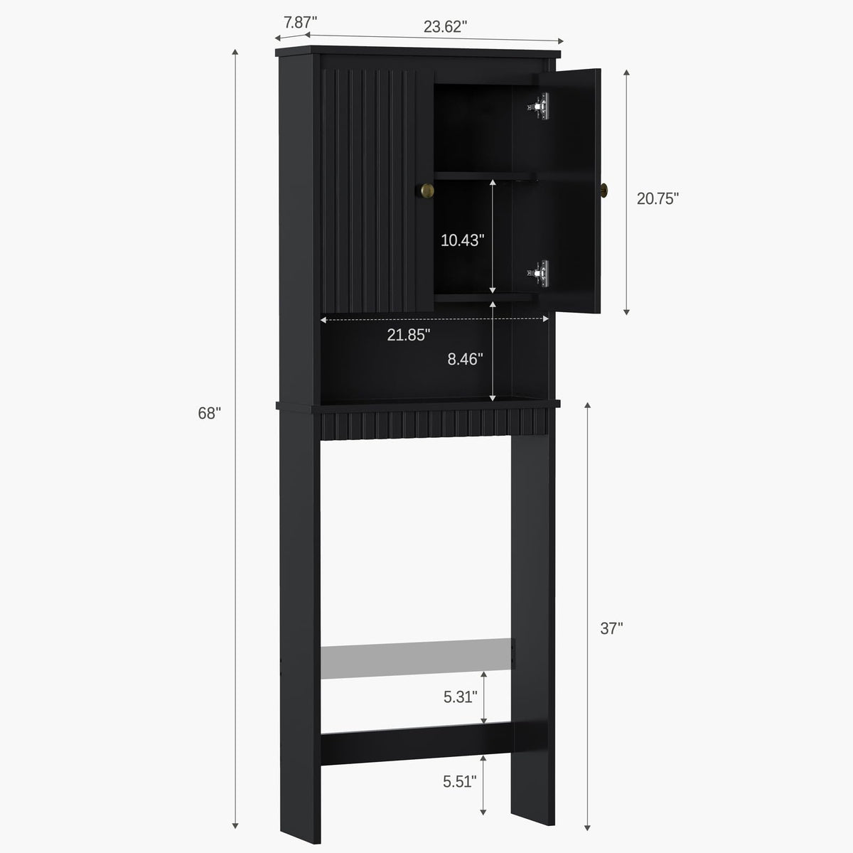 Black Over The Toilet Storage Cabinet with Adjustable Shelf X20995