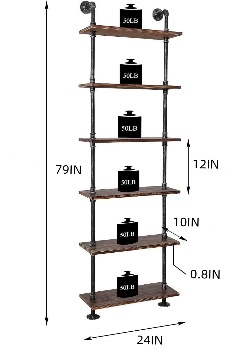 Industrial Pipe Rustic Wood Bookshelf A18134