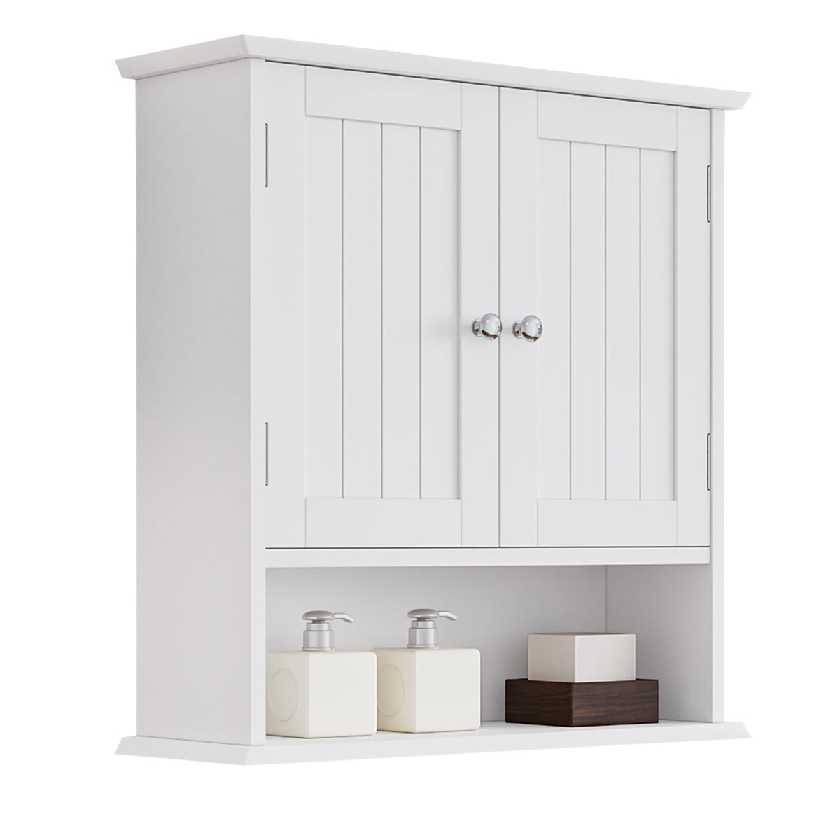 Wall Mount Bathroom Cabinet with 2 Doors and Open Shelf I107