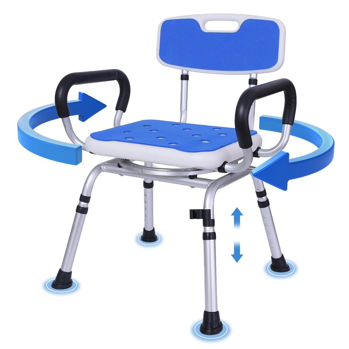 Swivel Shower Chair with Removable Back and Arms, 400 lbs Capacity K19203