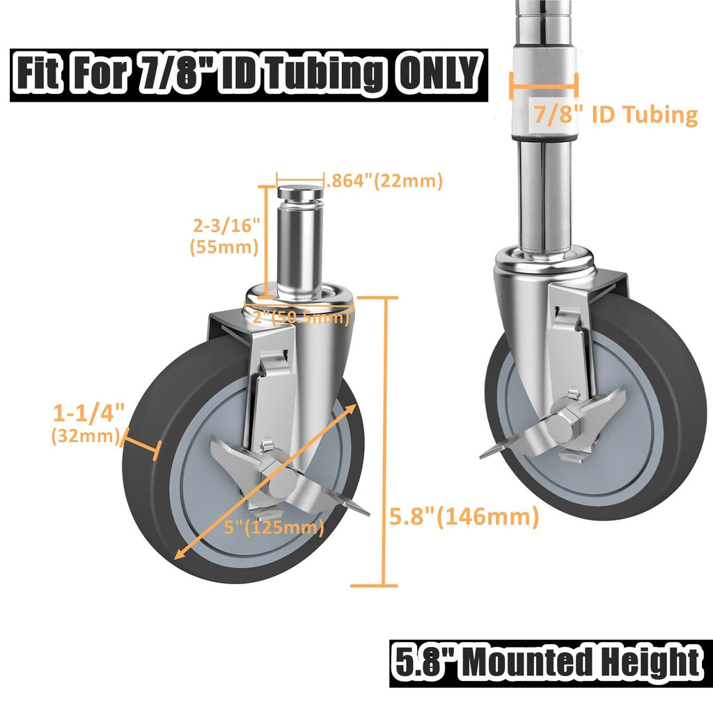 5-Inch Caster for Wire Shelving Racks, Set of 4 O782