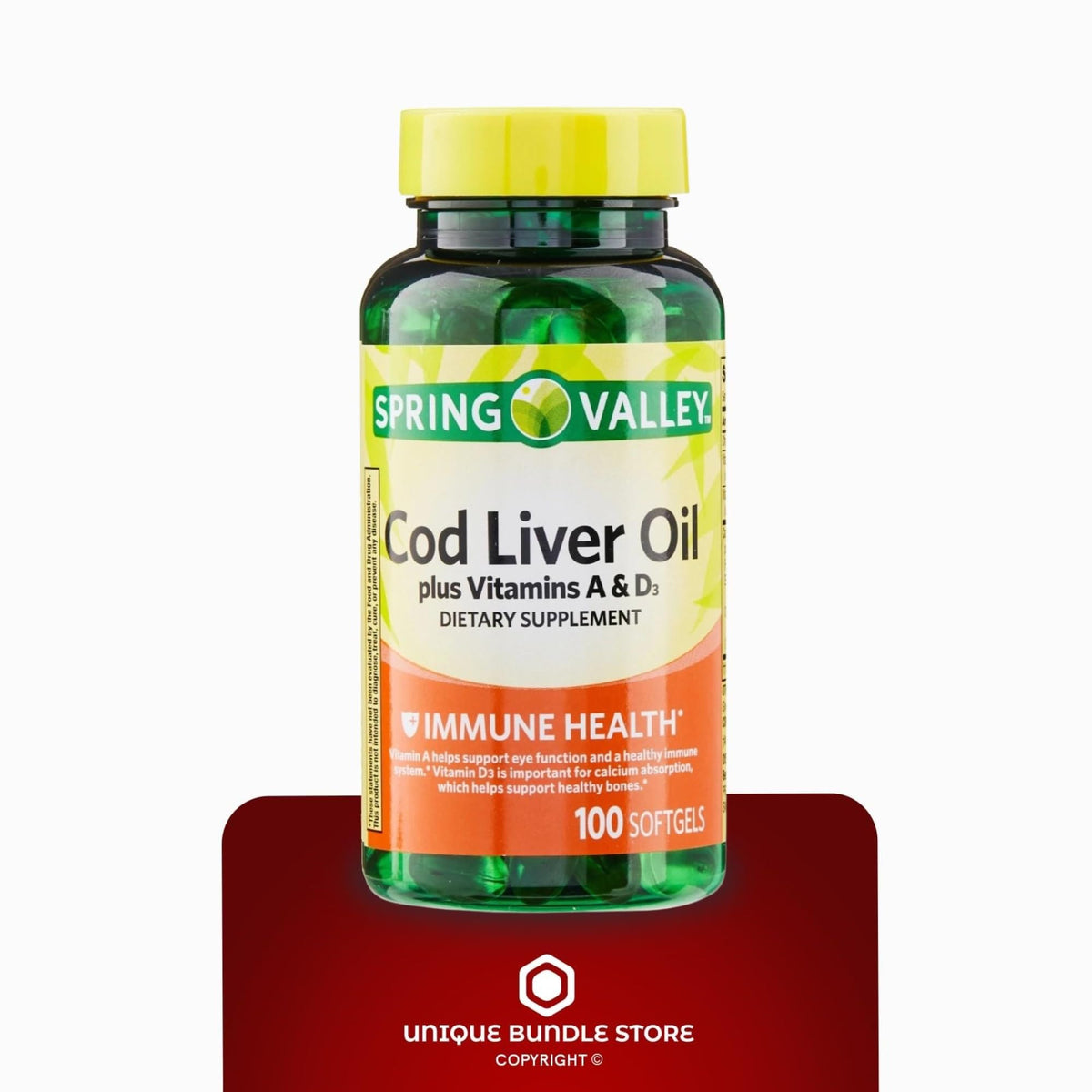 Cod Liver Oil Vitamins A & D3 100 Softgels Dietary Supplement V14610