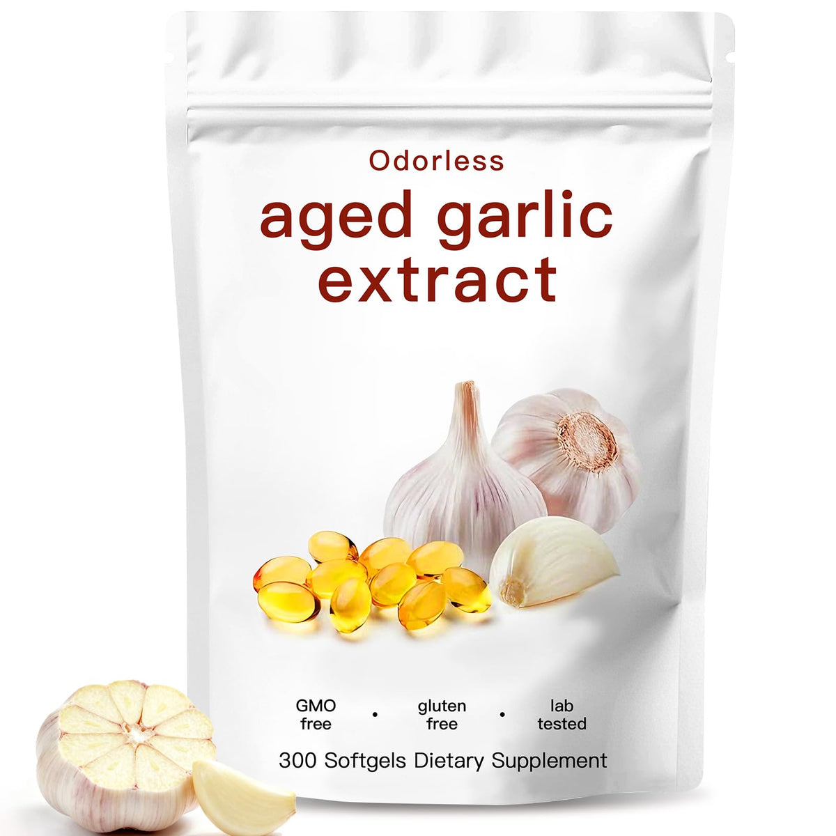 Odorless Organic Garlic Capsules 300 Softgels W4929