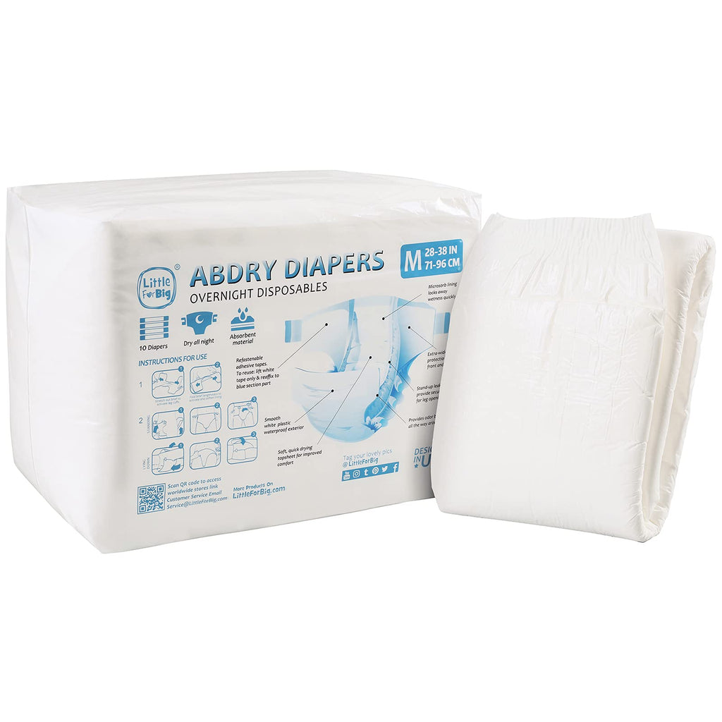 Adult Diaper 10 Pieces White Medium 28"-38" T3616