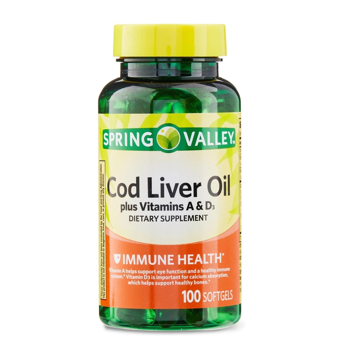 Cod Liver Oil Vitamins A & D3 100 Softgels Dietary Supplement V14610