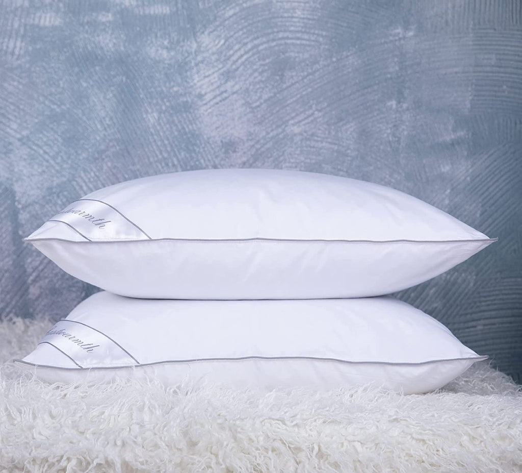 King Size Goose Feather Down Bed Pillow 2 Pack Cotton Medium Firm Set of 2 T1048