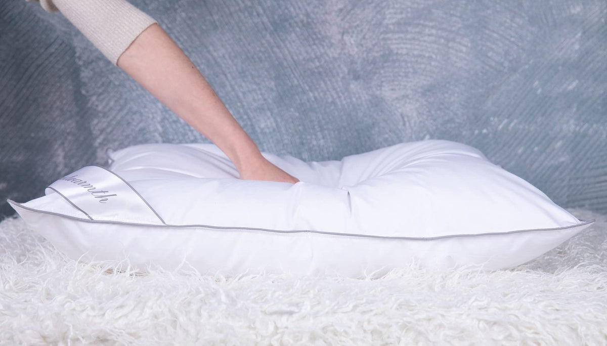 King Size Goose Feather Down Bed Pillow 2 Pack Cotton Medium Firm Set of 2 T1048