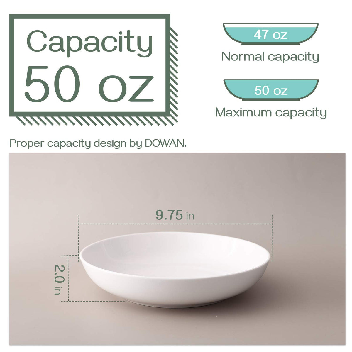 9.75" White Ceramic Pasta Bowls Set of 4 G11576