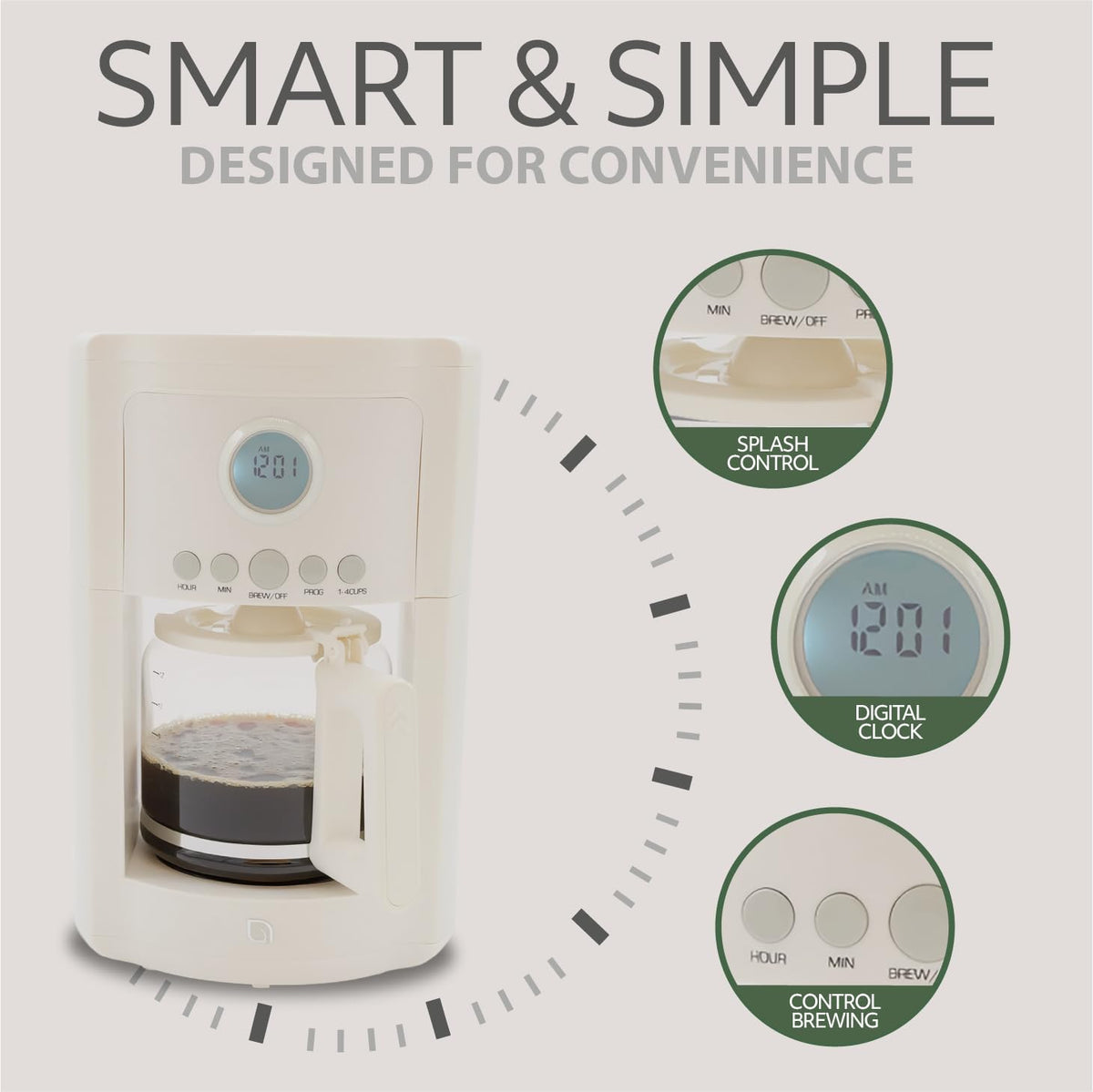 12 Cup Programmable Drip Coffee Maker with Glass Pot A83173