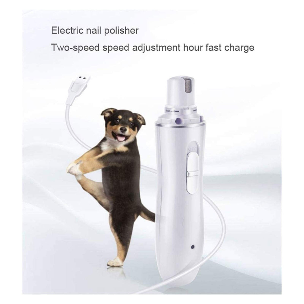 Dog Nail Grinder 2-Speed Electric Rechargeable Pet Claw Trimmer C365514