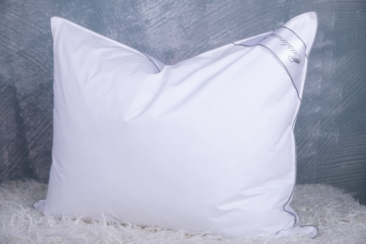 King Size Goose Feather Down Bed Pillow 2 Pack Cotton Medium Firm Set of 2 T1048