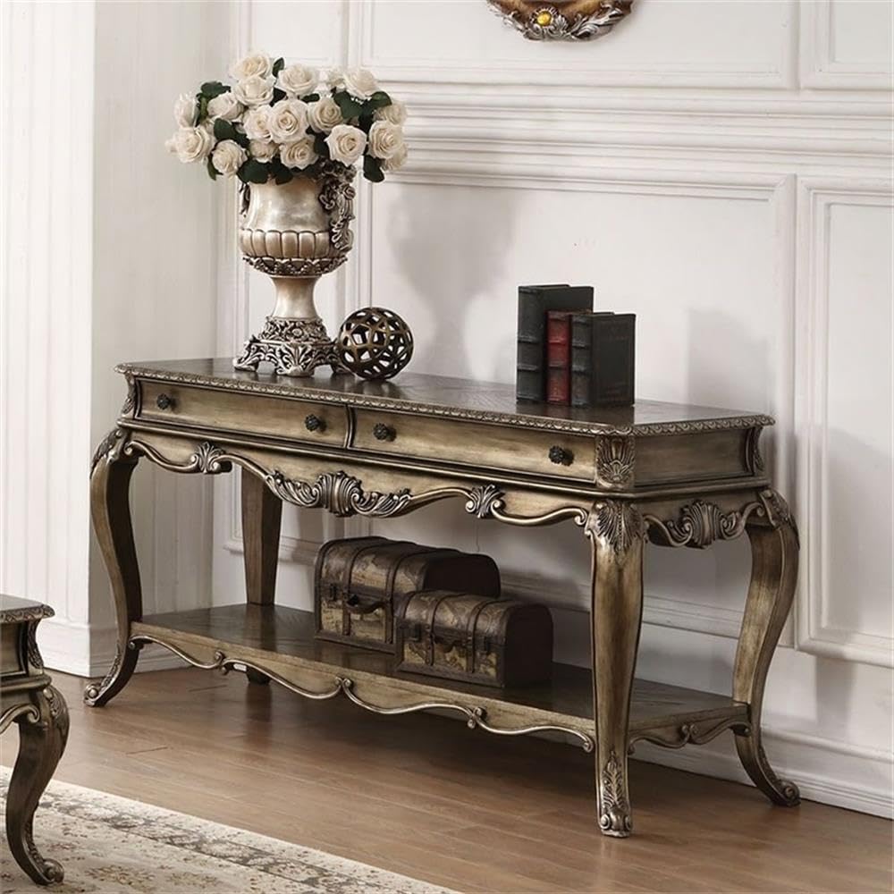 Contemporary 2 Drawer Console Table with Shelf Storage U190310