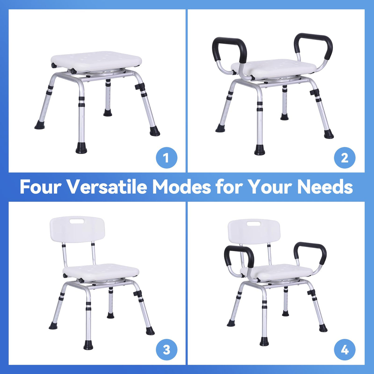 Swivel Shower Chair with Removable Back and Arms, 400 lbs Capacity K19203