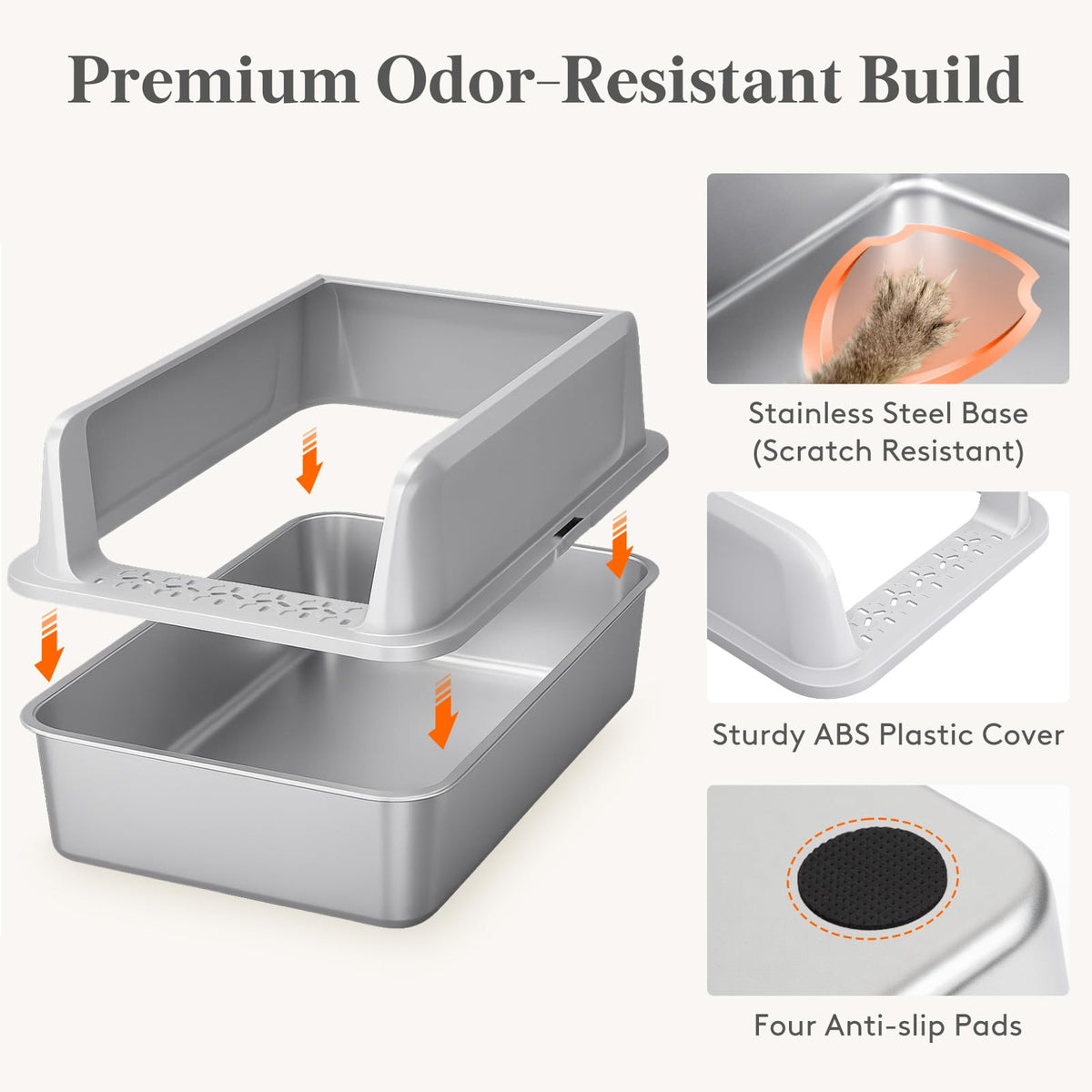 XL Stainless Steel Cat Litter Box S812681