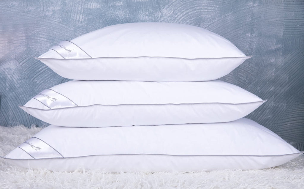 King Size Goose Feather Down Bed Pillow 2 Pack Cotton Medium Firm Set of 2 T1048