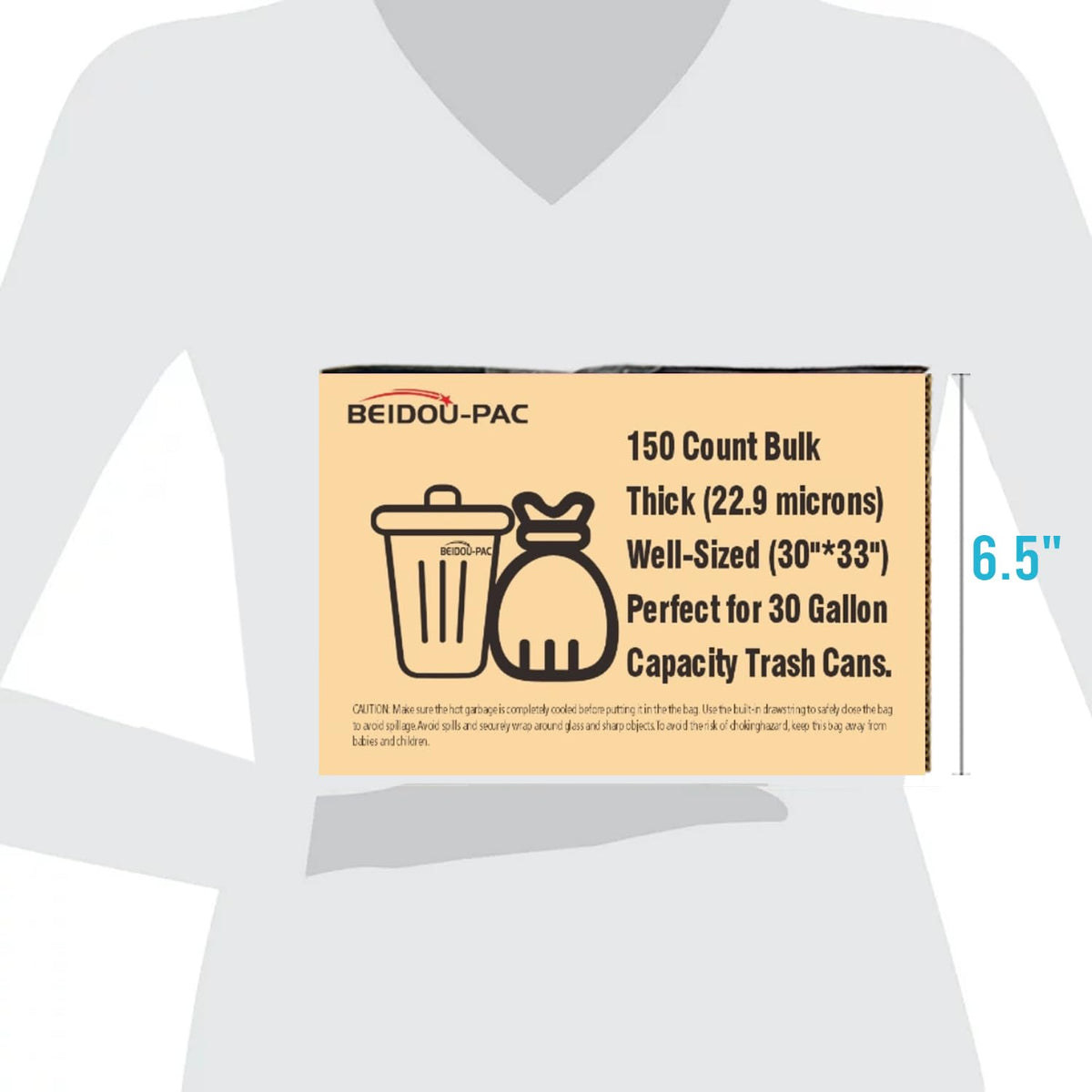 30 Gallon Drawstring Trash Bags, 150 Count Black Heavy Duty A639