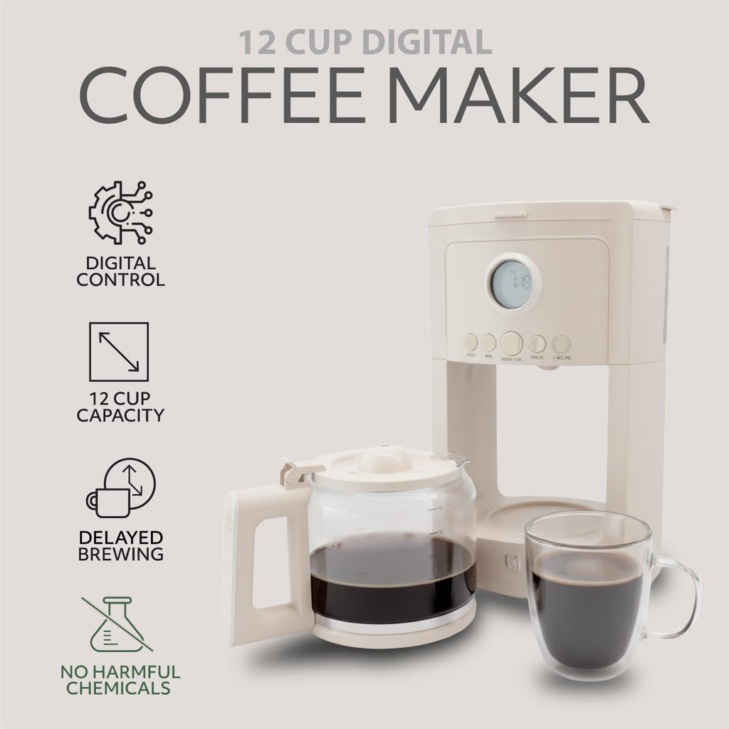12 Cup Programmable Drip Coffee Maker with Glass Pot A83173