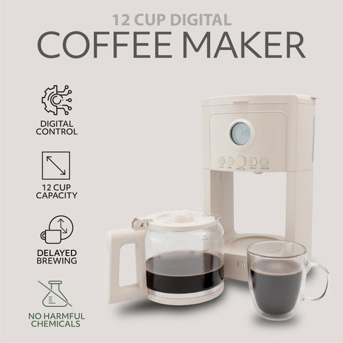 12 Cup Programmable Drip Coffee Maker with Glass Pot A83173