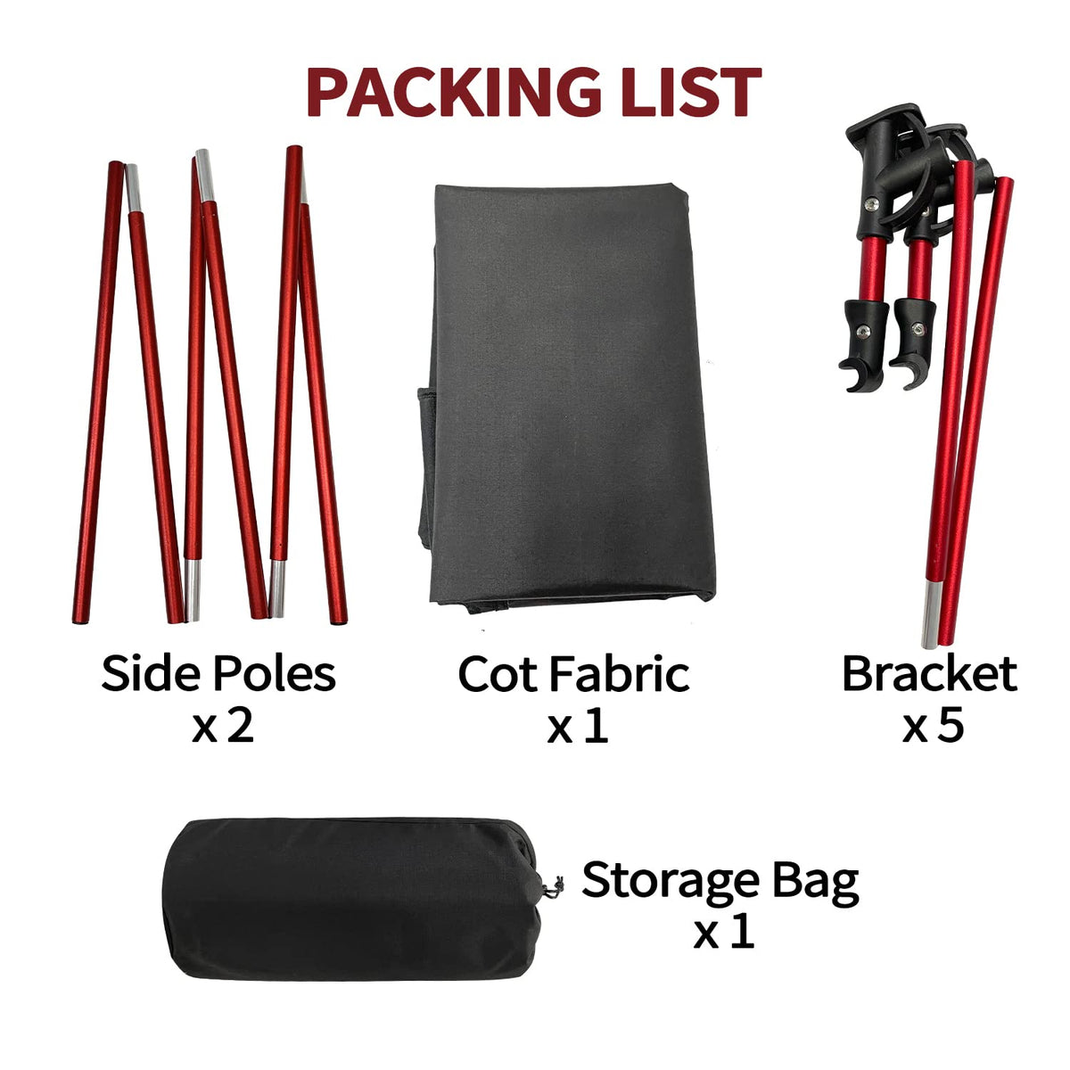 Portable Camping Cot Sleeping Cot Ultralight Backpacking Cot Bed Black V736454
