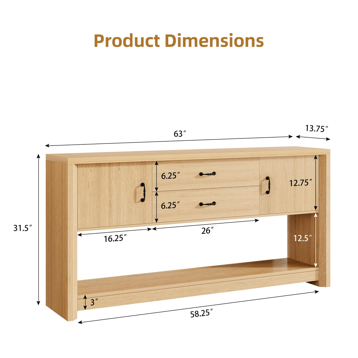 Oak Console Table with Storage Drawers Z15839