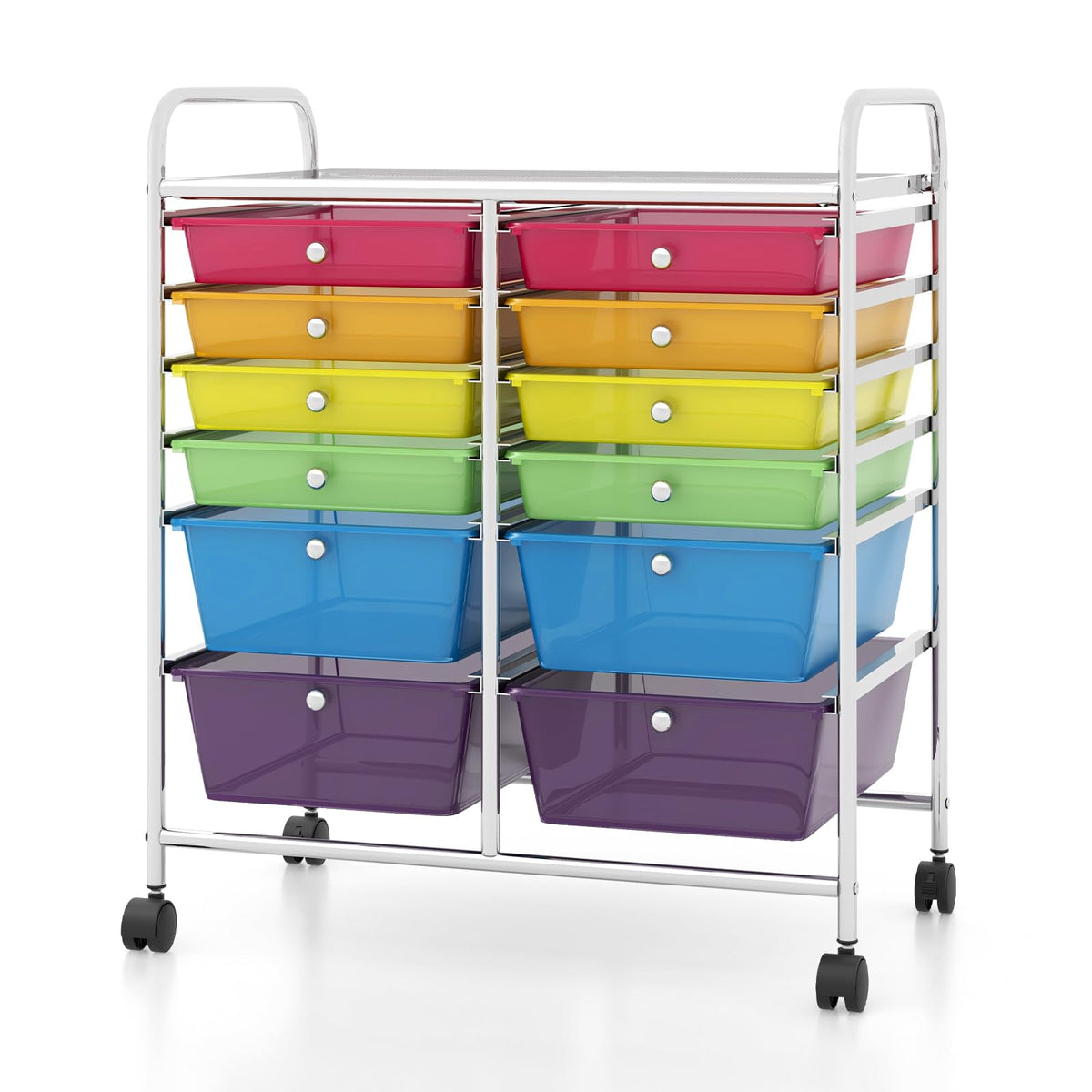 12 Drawer Rolling Storage Cart with Lockable Wheel Q40667