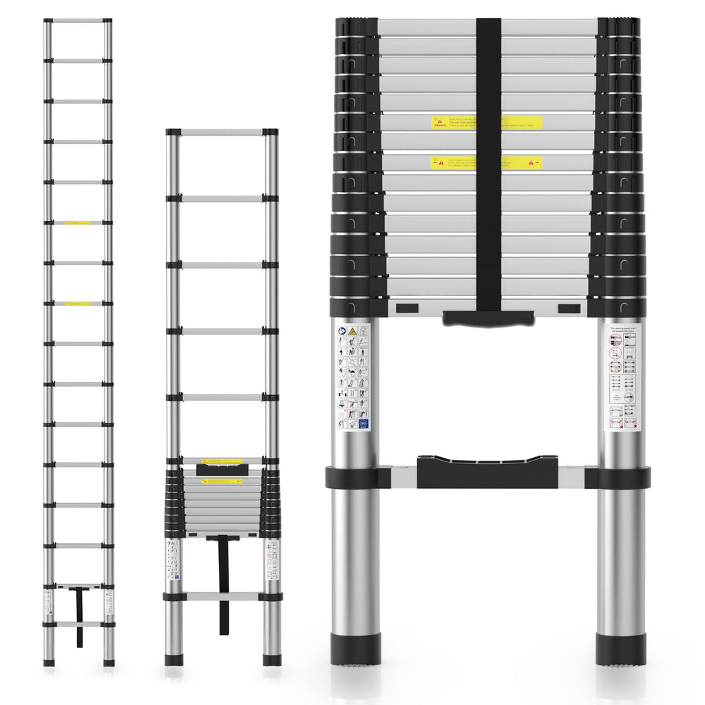 15.8FT Aluminum Telescoping Ladder 330LBS Capacity M132