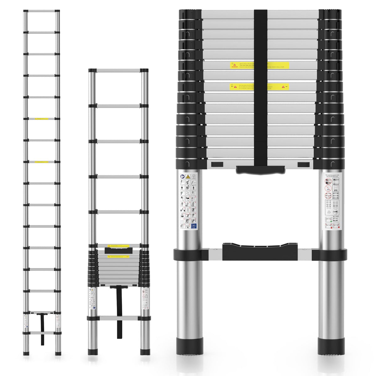 15.8FT Aluminum Telescoping Ladder 330LBS Capacity M132
