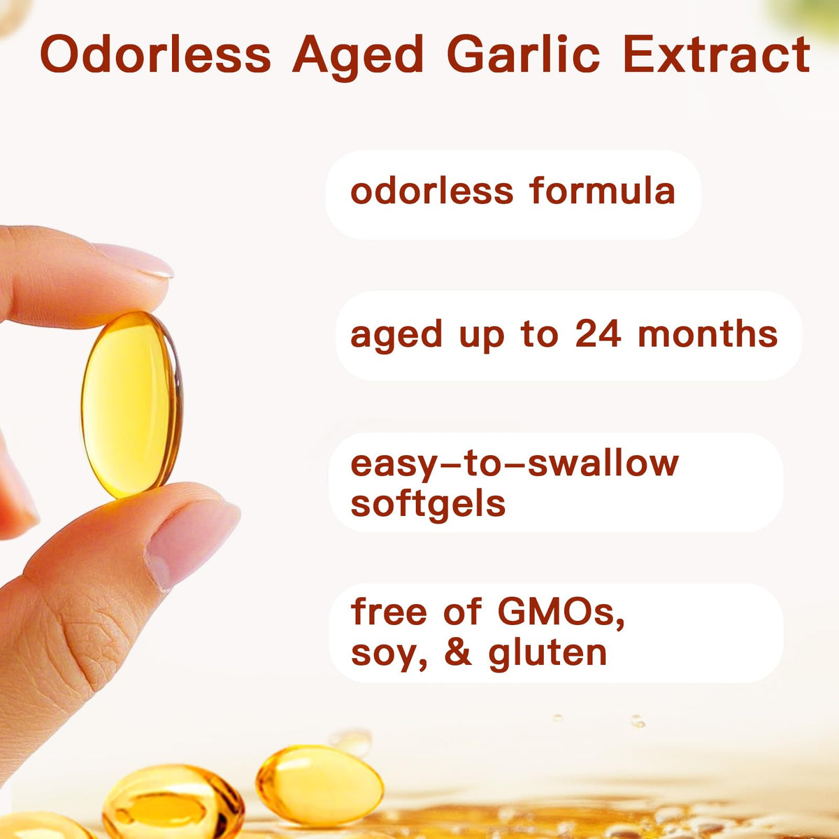 Odorless Organic Garlic Capsules 300 Softgels W4929