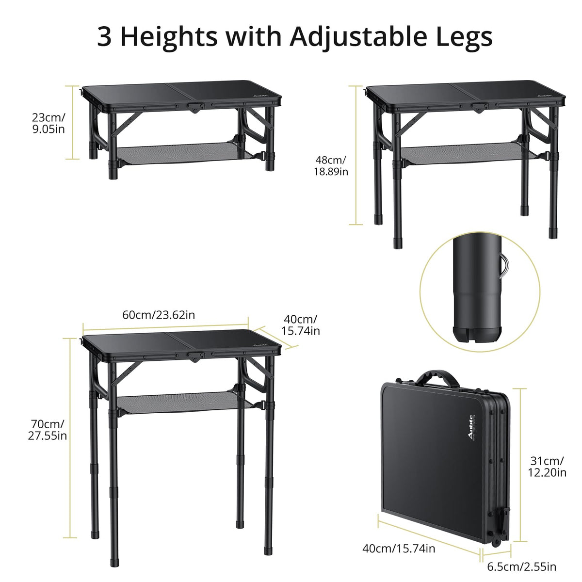 24"X 16" Adjustable Height Folding Camping Table Z259