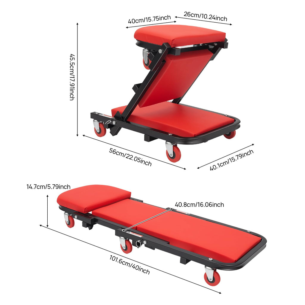 40" Foldable Rolling Creeper Seat 450lbs Z964