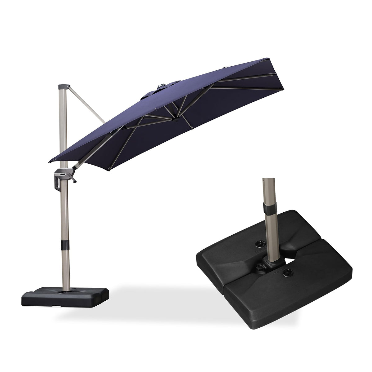 Navy Blue Cantilever Umbrella with Base N794473