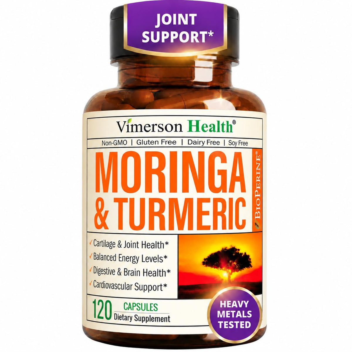 Moringa Capsules 4:1 Extract with Turmeric 120 Capsules A426