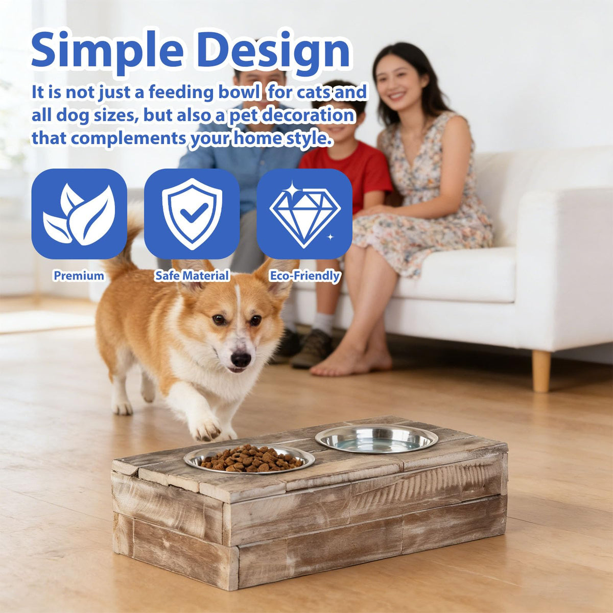 Elevated Dog & Cat Double Bowl Feeder Stainless Steel Bowls U6116