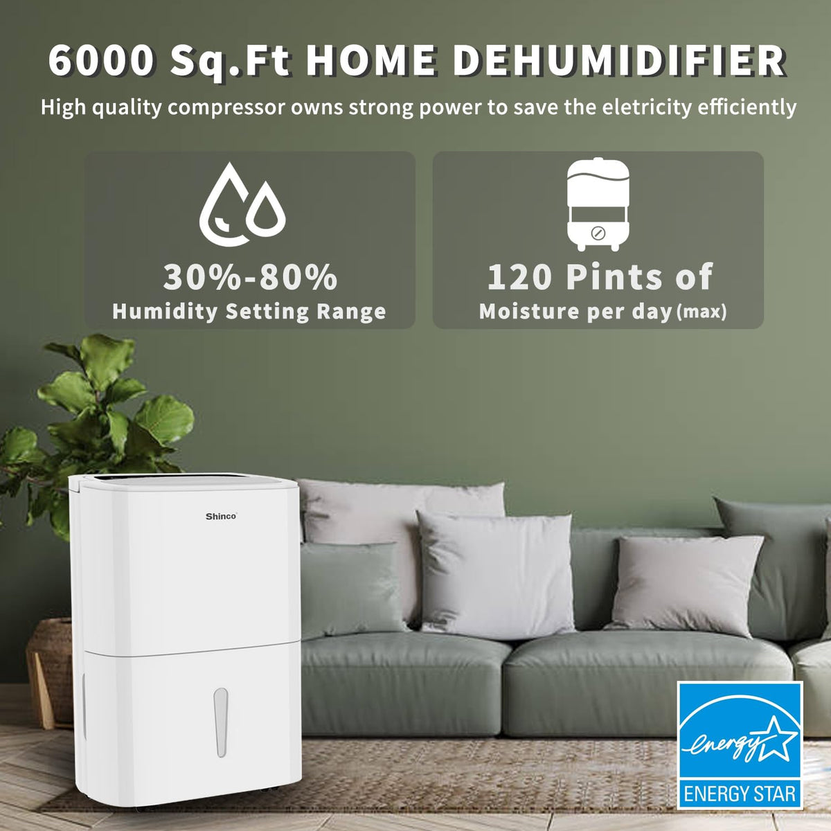 6,000 Sq.Ft Energy Star Dehumidifier with WIFI S552