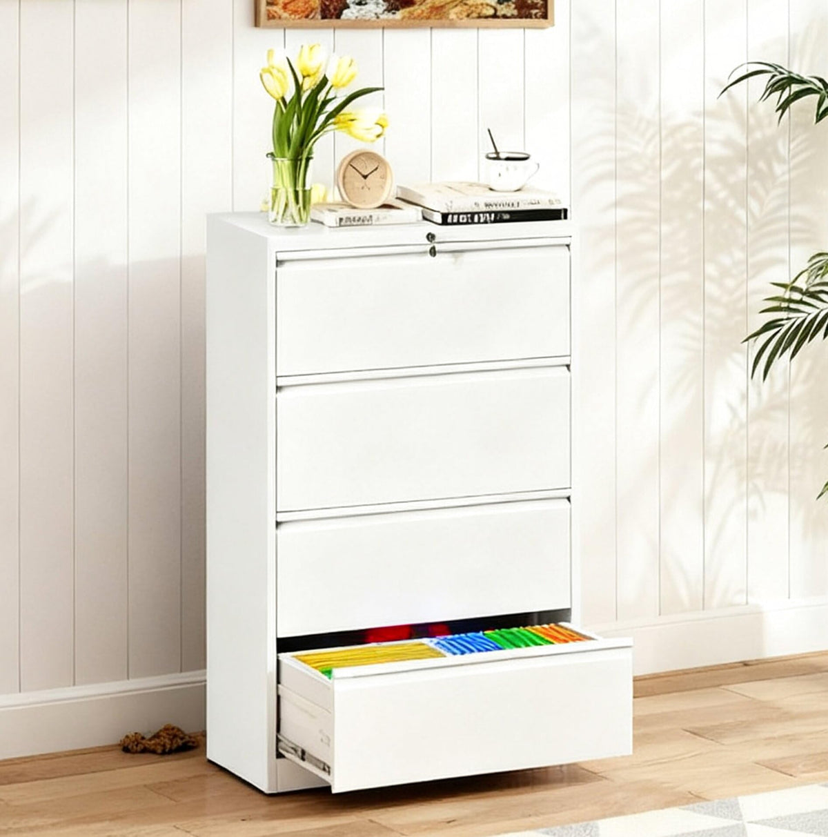 Black 4-Drawer Locking Lateral File Cabinet I281016