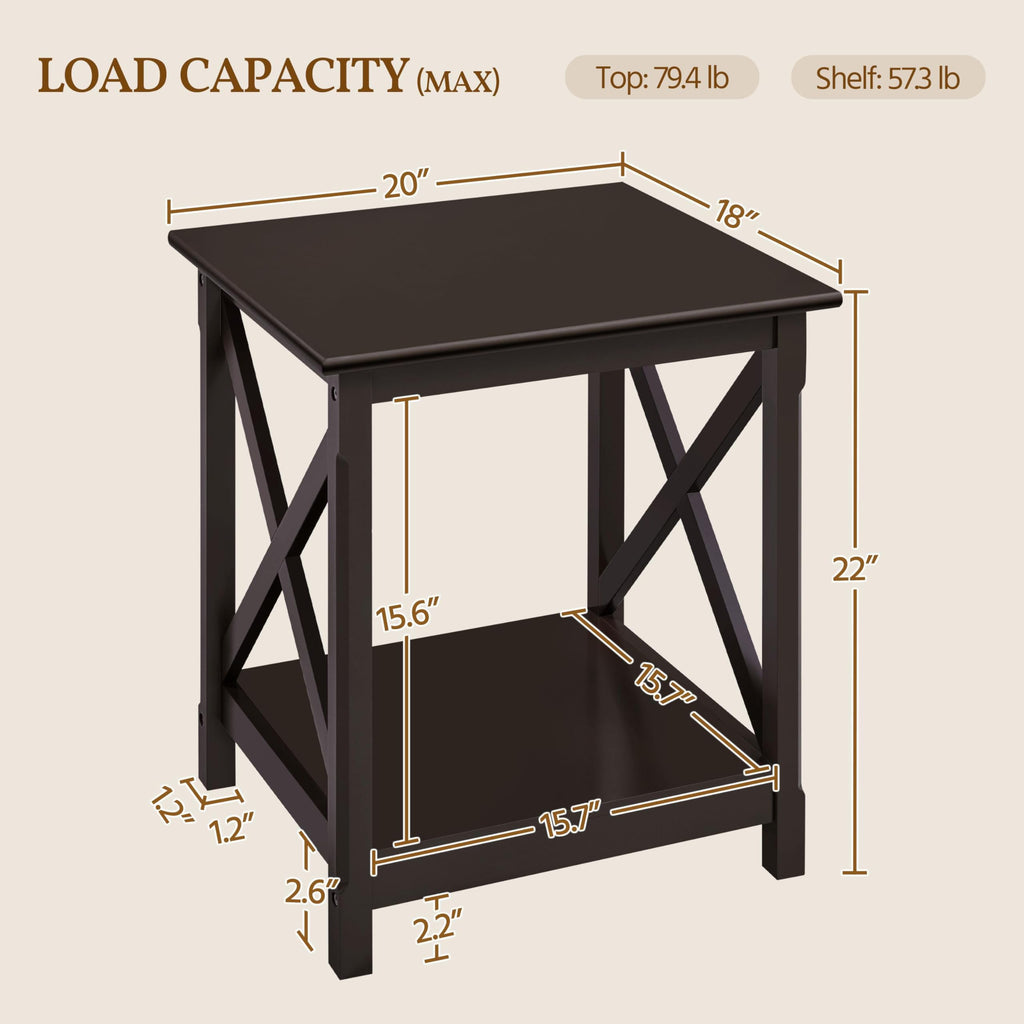 Espresso 20 x 18 Inch End Table Set of 2 W860031