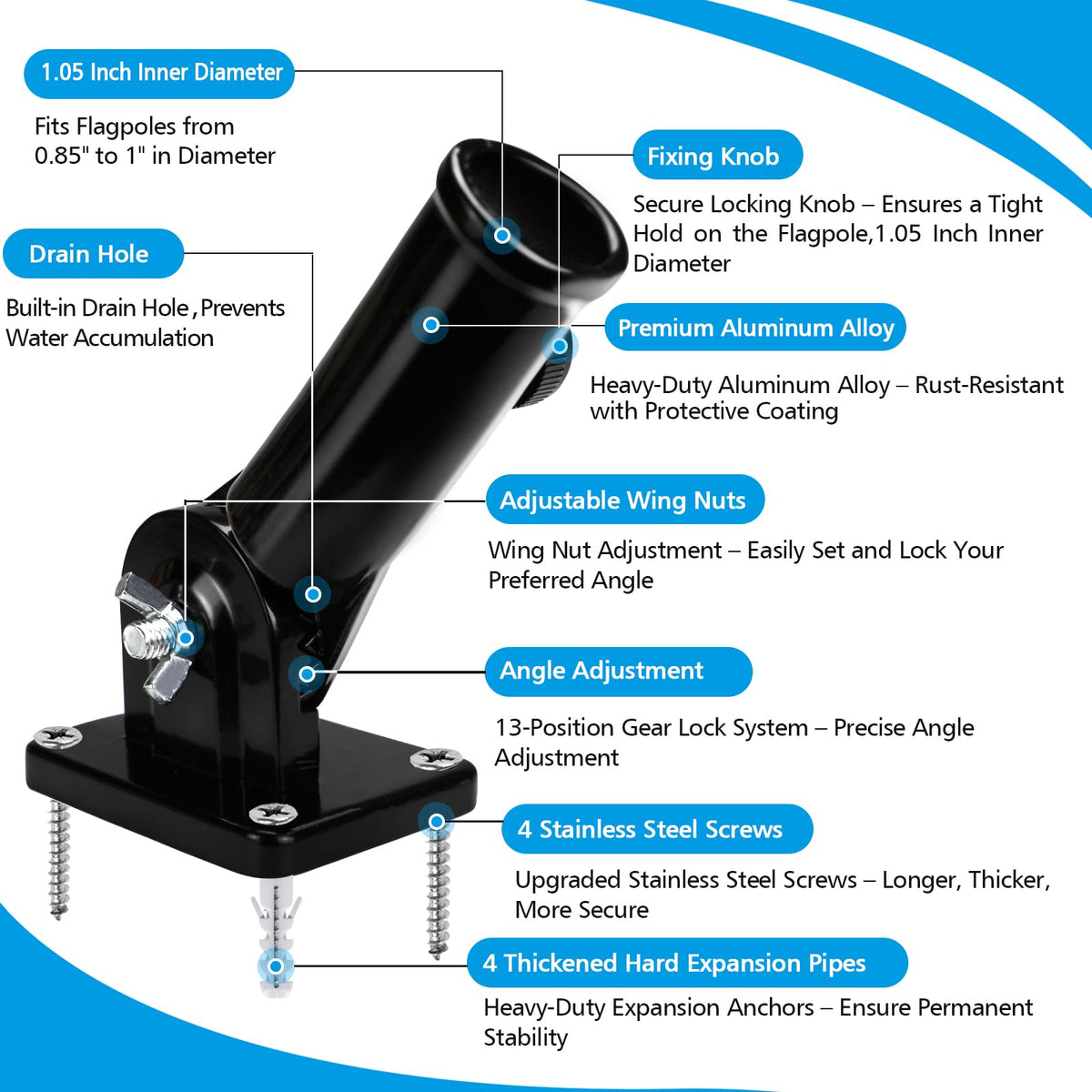 Adjustable Metal Flag Pole Holder U4271