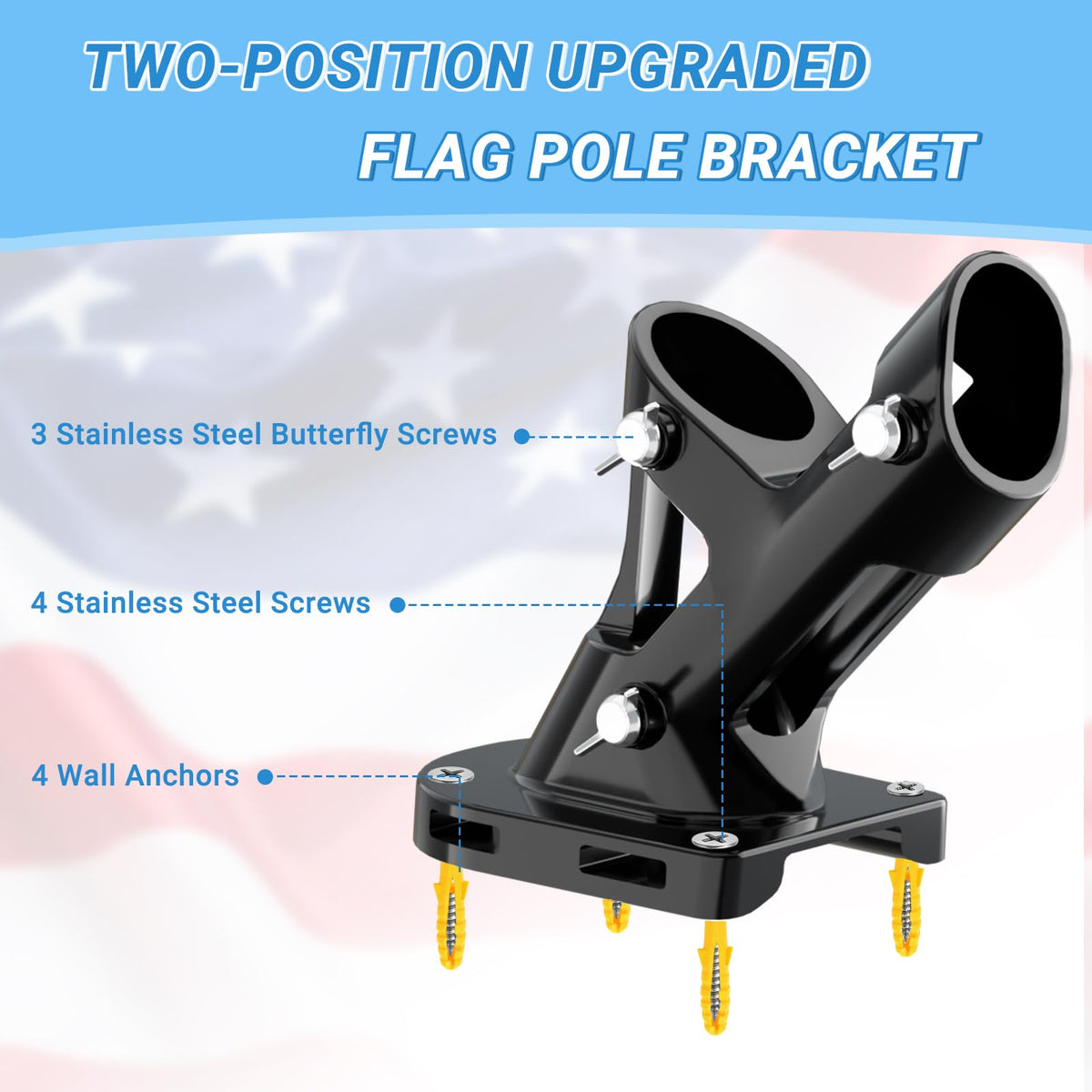 Heavy Duty Aluminum Alloy Wall Mount Flag Pole Holder B1013