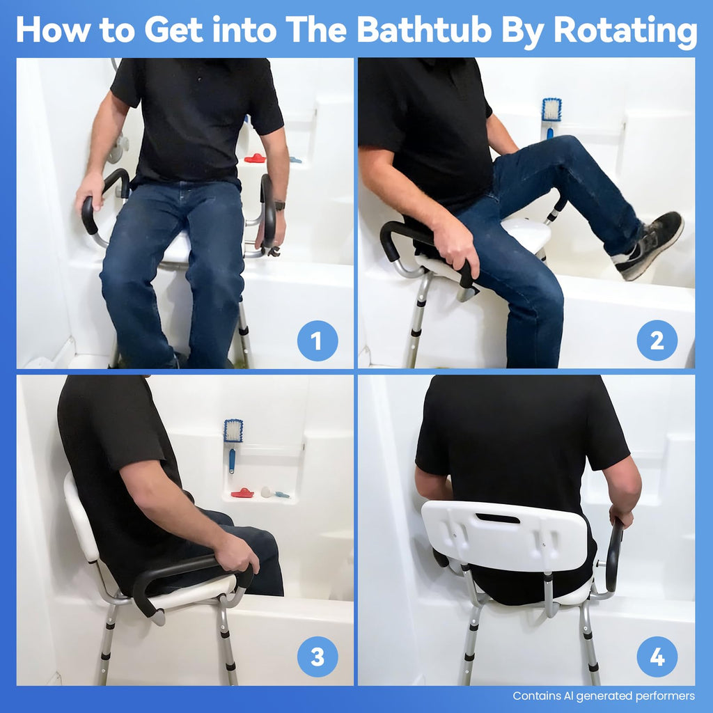 Swivel Shower Chair with Removable Back and Arms, 400 lbs Capacity K19203