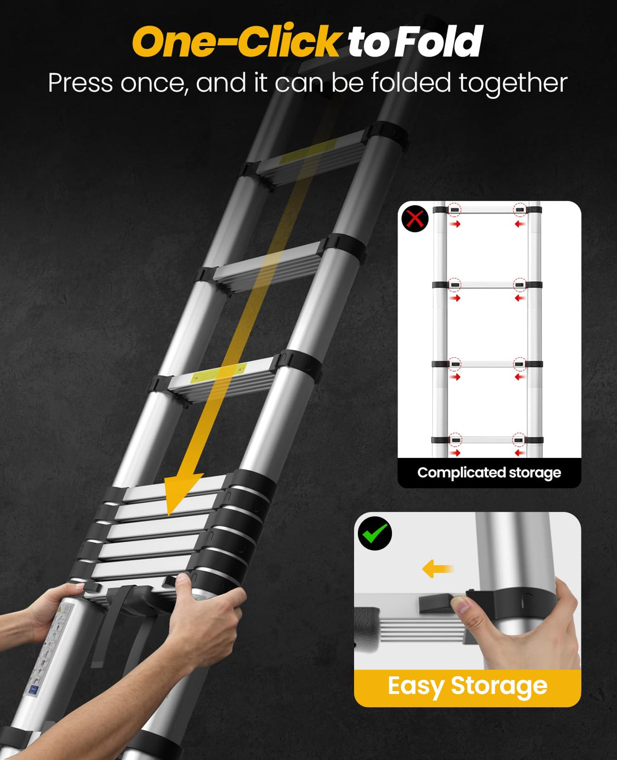 15.8FT Aluminum Telescoping Ladder 330LBS Capacity M132
