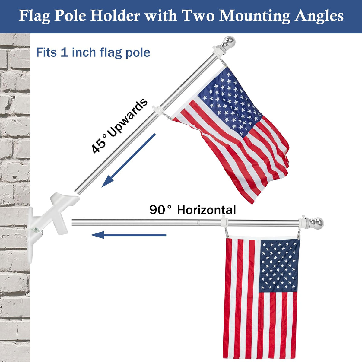 5FT Stainless Steel Wall Mounted Flag Pole Kit C47950
