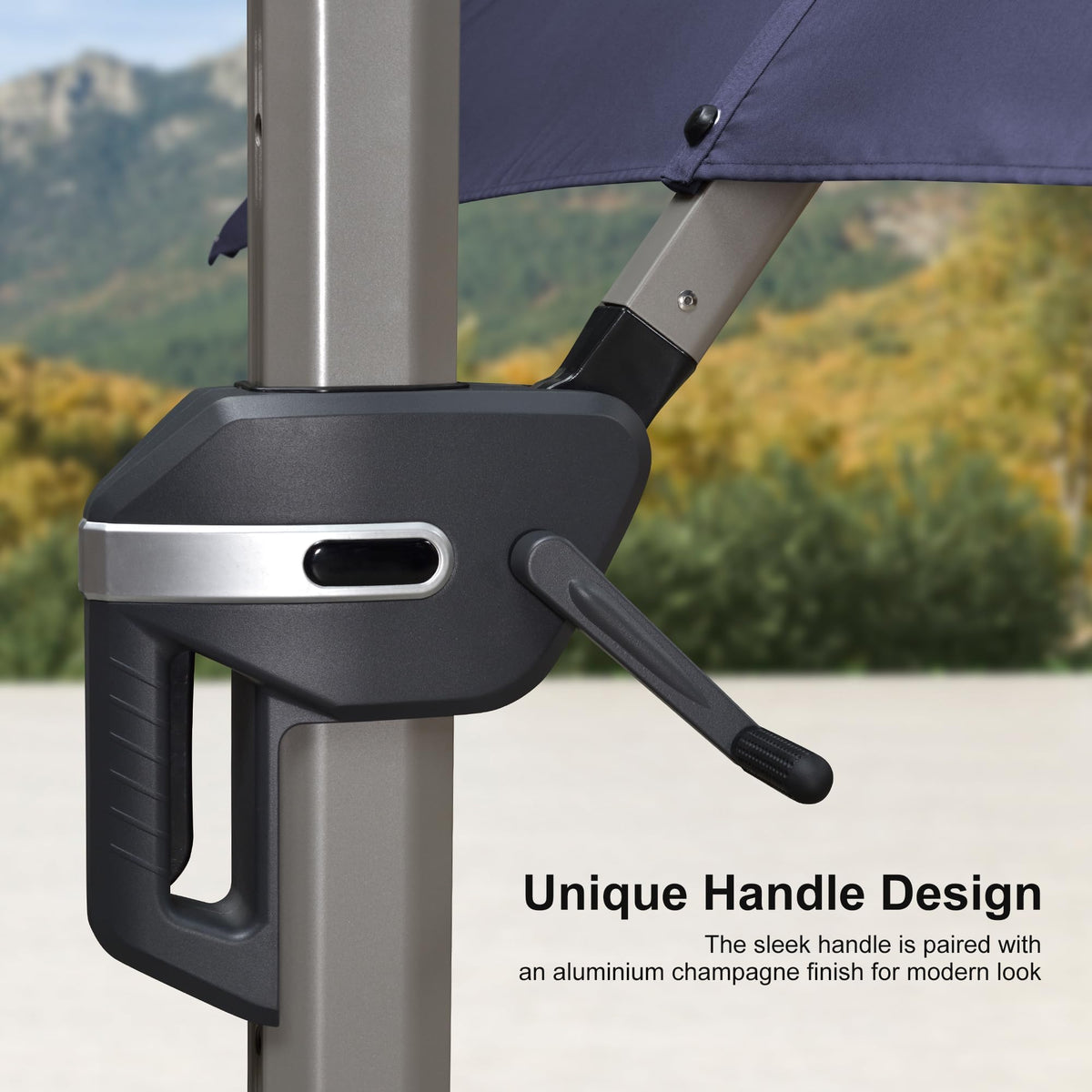 Navy Blue Cantilever Umbrella with Base N794473