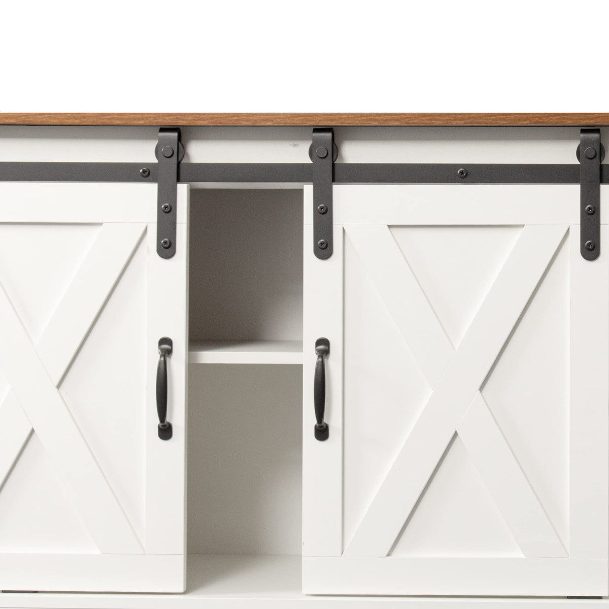 Sliding Barn Door Wood TV Stand with Adjustable Shelves Z16261
