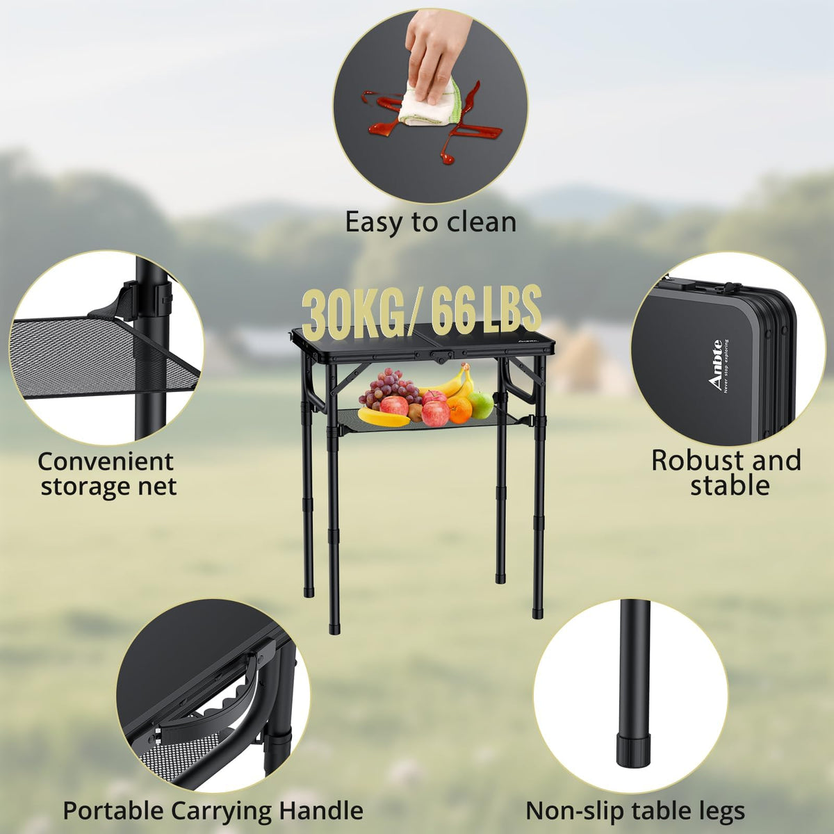 24"X 16" Adjustable Height Folding Camping Table Z259