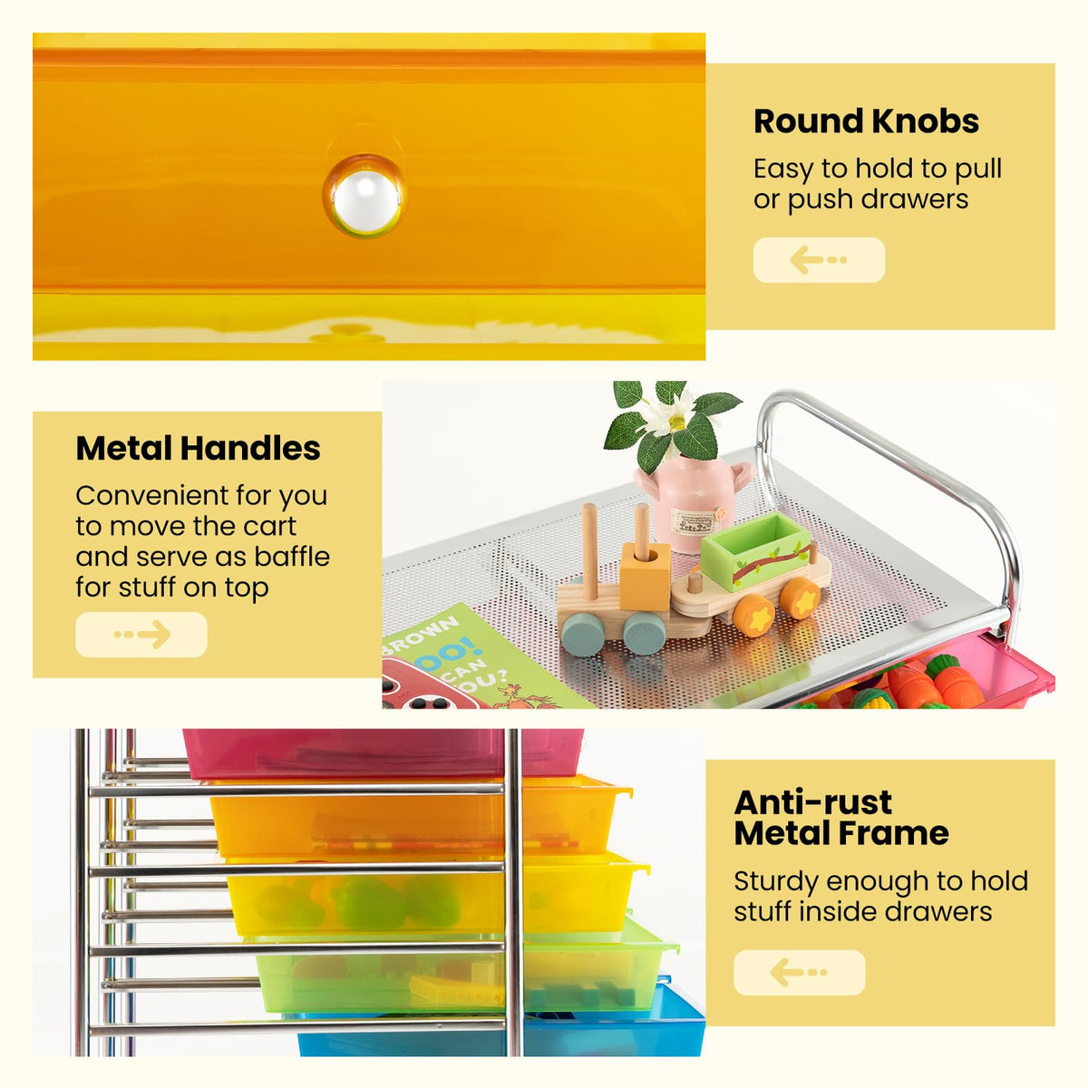 12 Drawer Rolling Storage Cart with Lockable Wheel Q40667