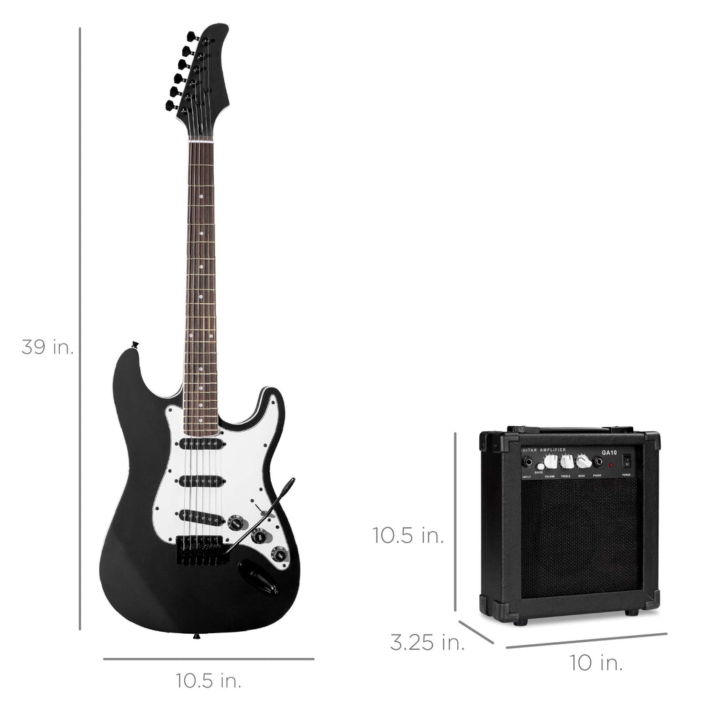 39in Full Size Beginner Electric Guitar Starter Kit with Case, Amp, Strings, Pick - Jet Black L360